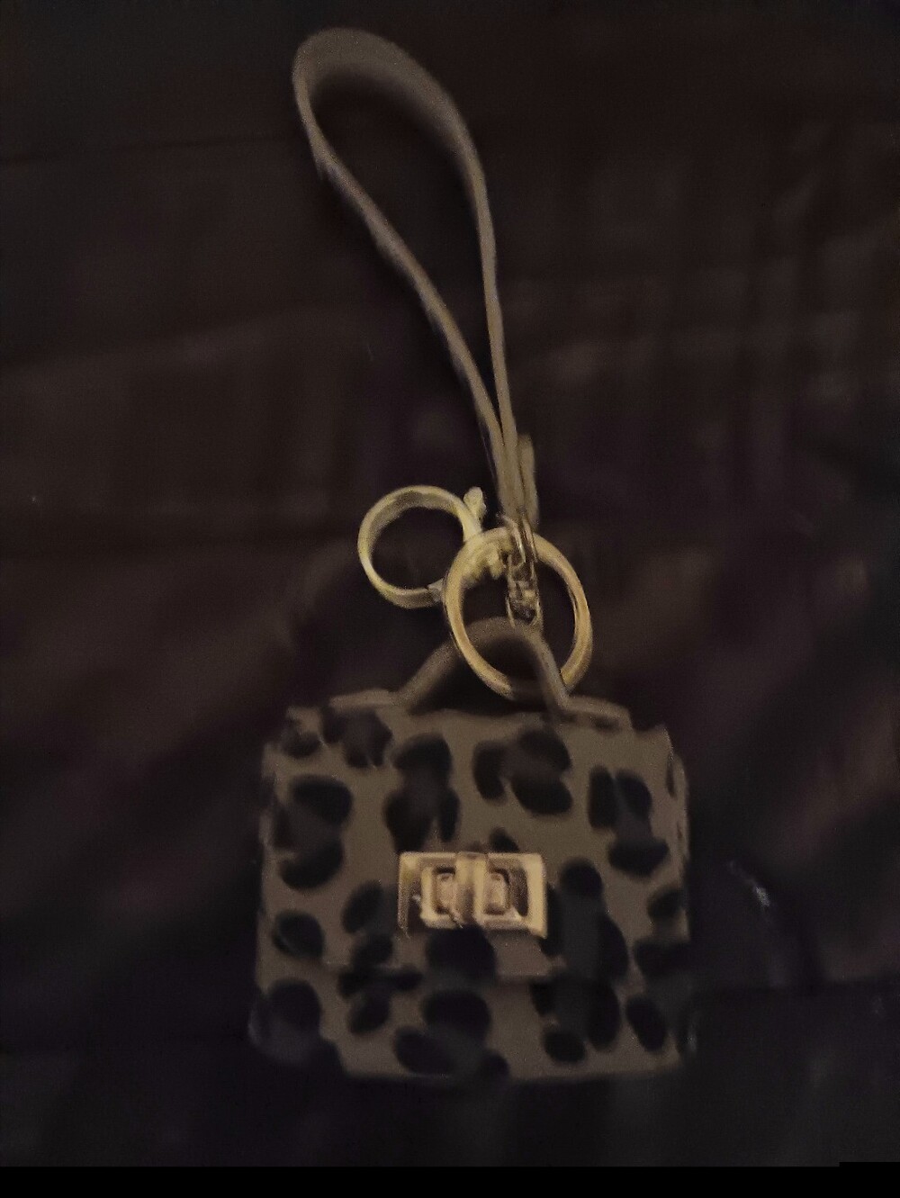 Leopard-Print Wristlet Clutch with Gold Hardware - Gray
